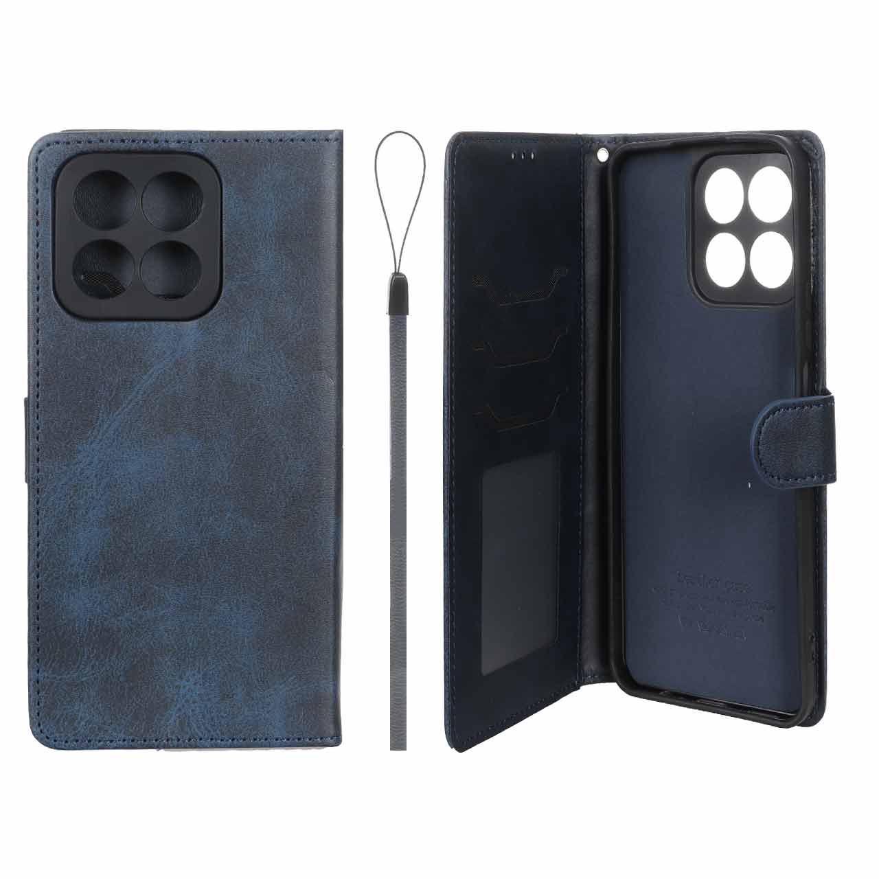 کیف موبایل مگنتی درجه یک داخل خز MNC Plus مدل Honor X7c - سرمه ای